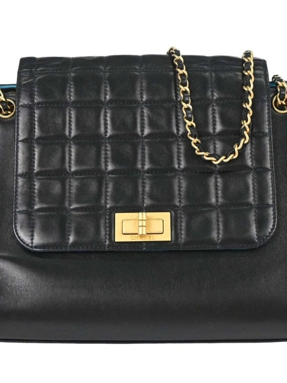 Chanel Black Lambskin Choco Bar Mademoiselle Lock Accordion Flap Bag 179221